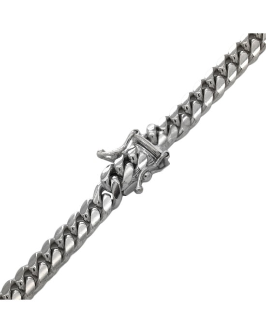 Cuban Link Chain Necklace in White Gold
